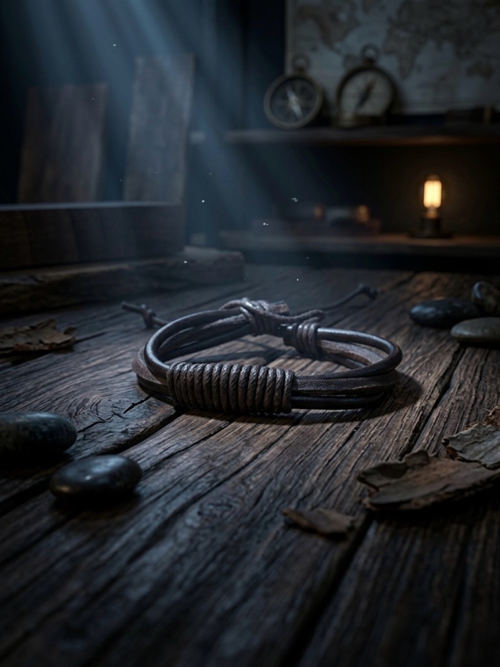 Hand Crafted Brown Leather Wrap Bracelet